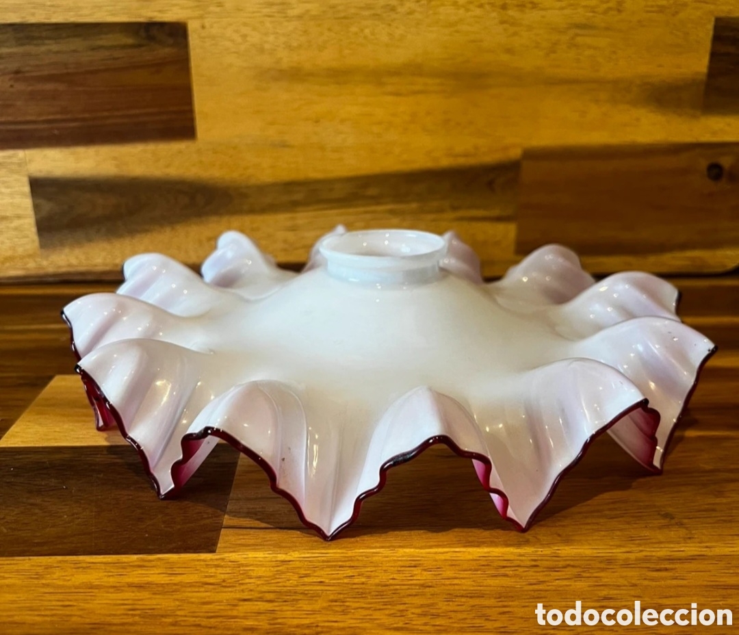 Antig&uuml;edades: Tulipa opalina rizada en rojo, espectacular, 1940 - Foto 3