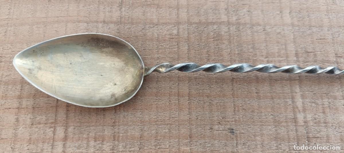 Antig&uuml;edades: Antigua cuchara de refresco de plata portuguesa con contraste pieza de colecci&oacute;n