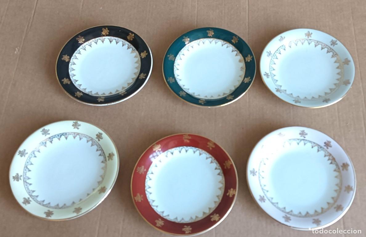 Antig&uuml;edades: Juegos de 6 platos de cer&aacute;mica de C.P. LIMOGES -- 17,5 cm.