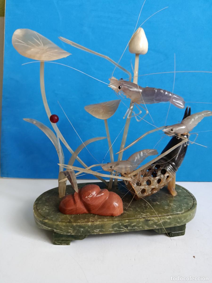 Antig&uuml;edades: DECORACION FONDO MARINO HECHO CON PIEDRA DE JADE