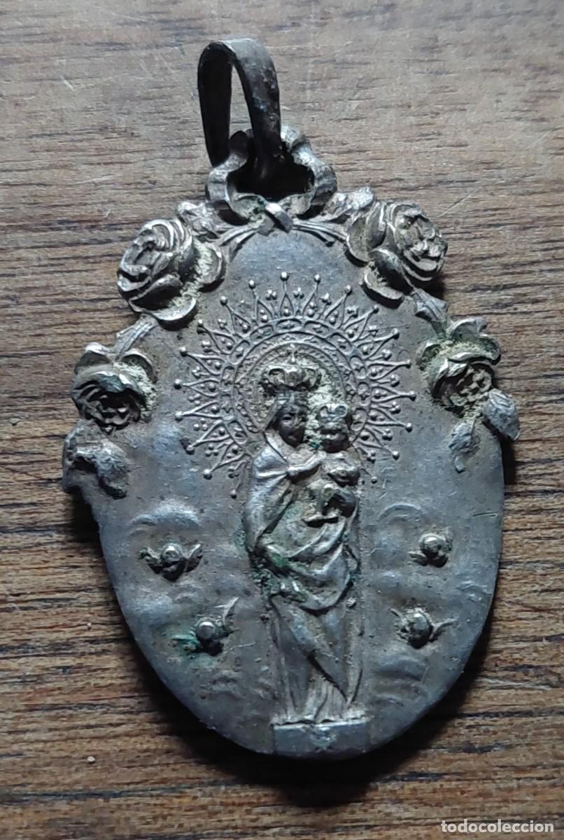 Antig&uuml;edades: Antigua medalla Nuestra Se&ntilde;ora del Pilar y Sagrado Coraz&oacute;n en Plata