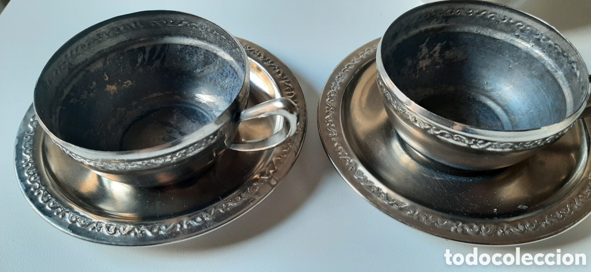 Antig&uuml;edades: 2 tazas de cafe con opalina - Foto 2