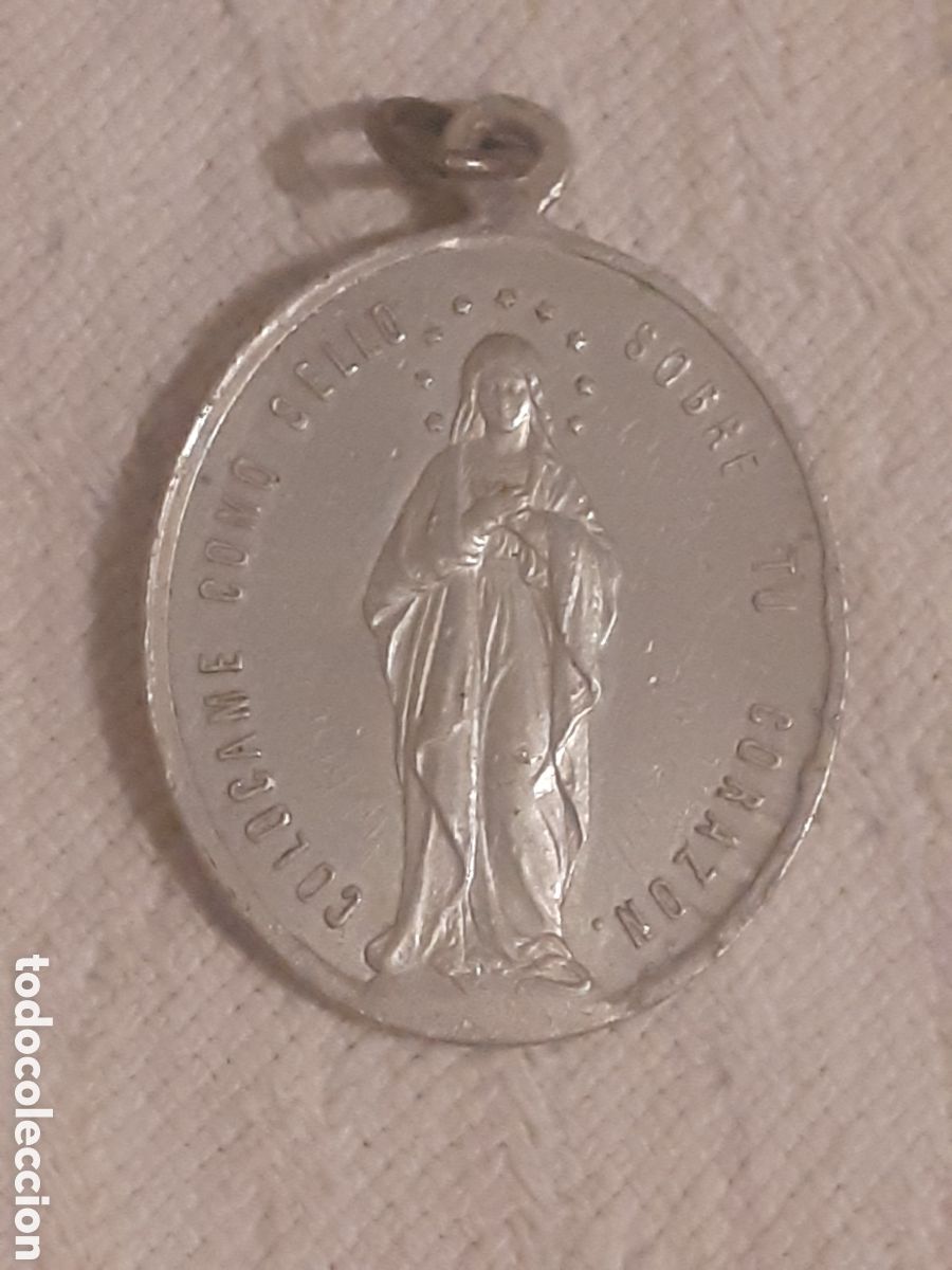 Antig&uuml;edades: MEDALLA NIQUEL HACIA 1910. COLOCAME SOBRE TU CORAZON. 3,5 CM. NIQUEL