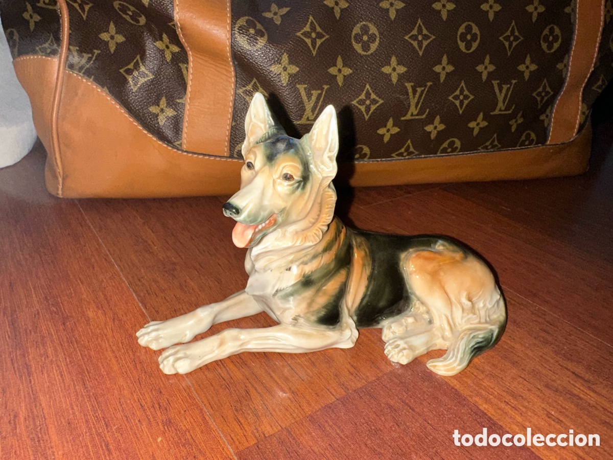 Antig&uuml;edades: Perro de porcelana alemana pastor alem&aacute;n