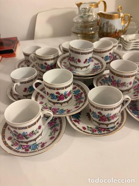 Antig&uuml;edades: JUEGO PORCELANA CHINA / 15 VASOS Y 13 PLATOS DECORADOS