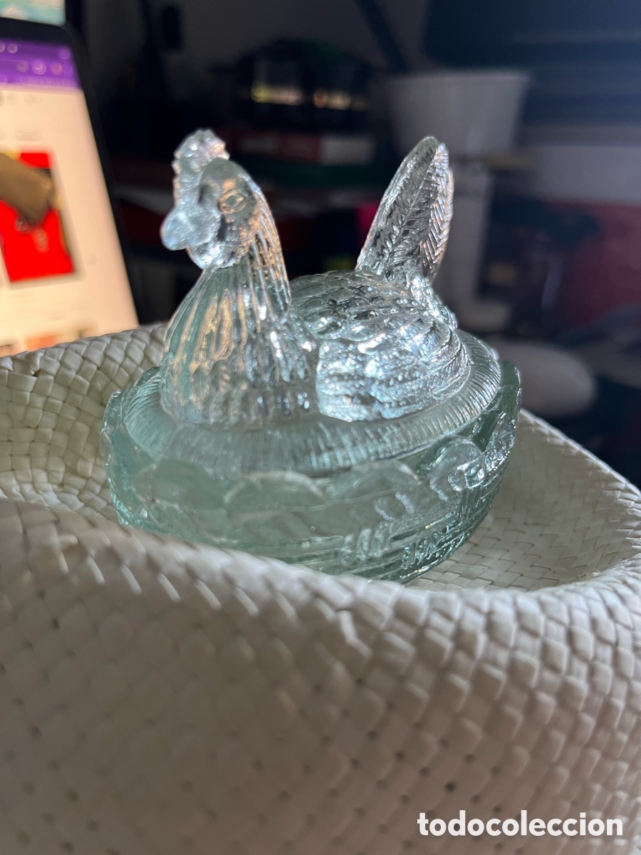 Antig&uuml;edades: Salero Nido de Gallina de cristal Vintage