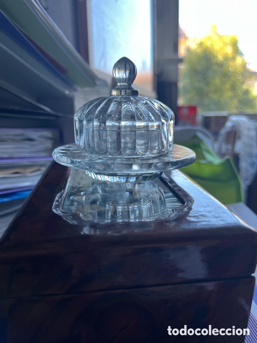 Antig&uuml;edades: Mantequillera cristal tallado vintage