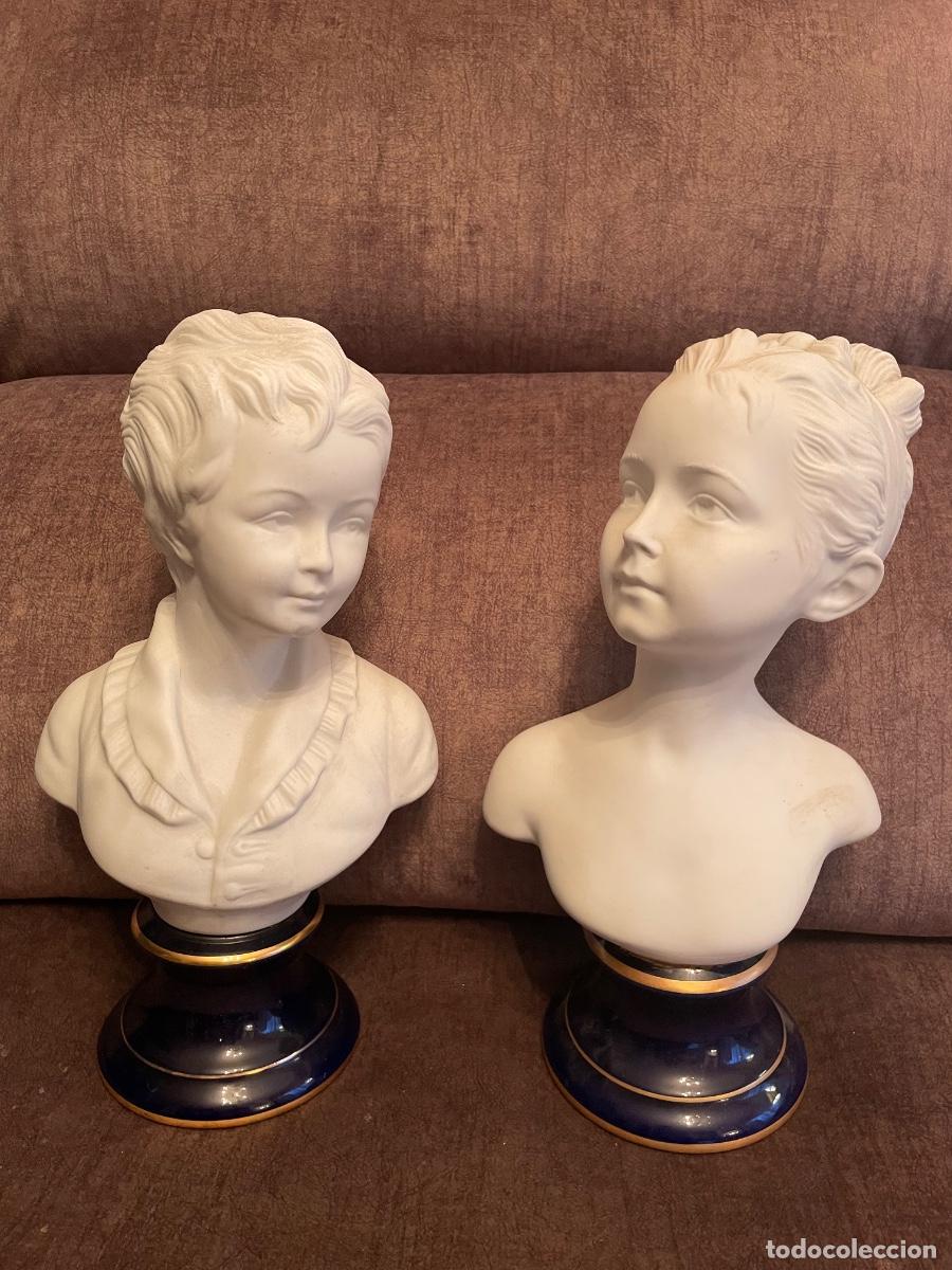 Antig&uuml;edades: PAREJA DE BUSTOS. BISCUIT Y PORCELANA DE BOHEMIA.