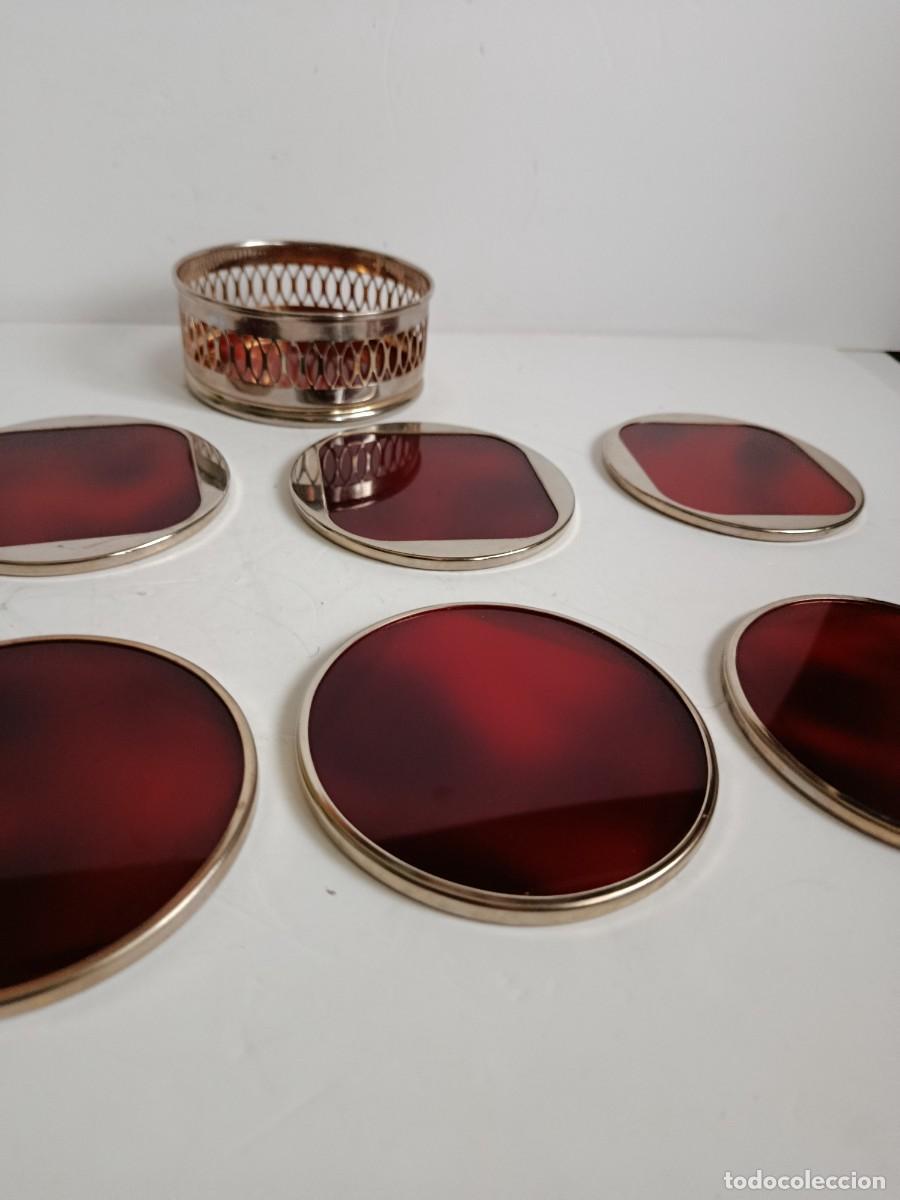 Antig&uuml;edades: POSAVASOS VINTAGE PLATEADOS Y AMBAR