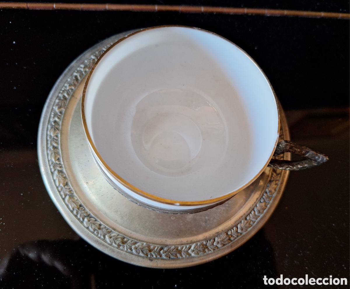 Antig&uuml;edades: Taza plateada y opalina - Foto 2