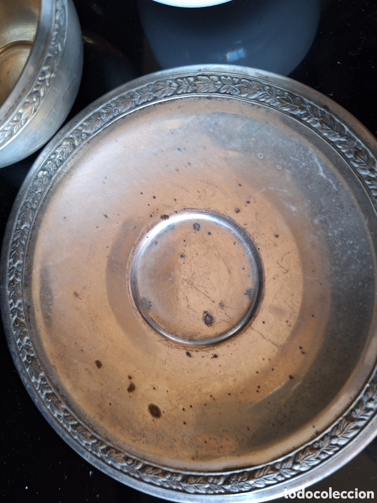Antig&uuml;edades: Taza plateada y opalina - Foto 5