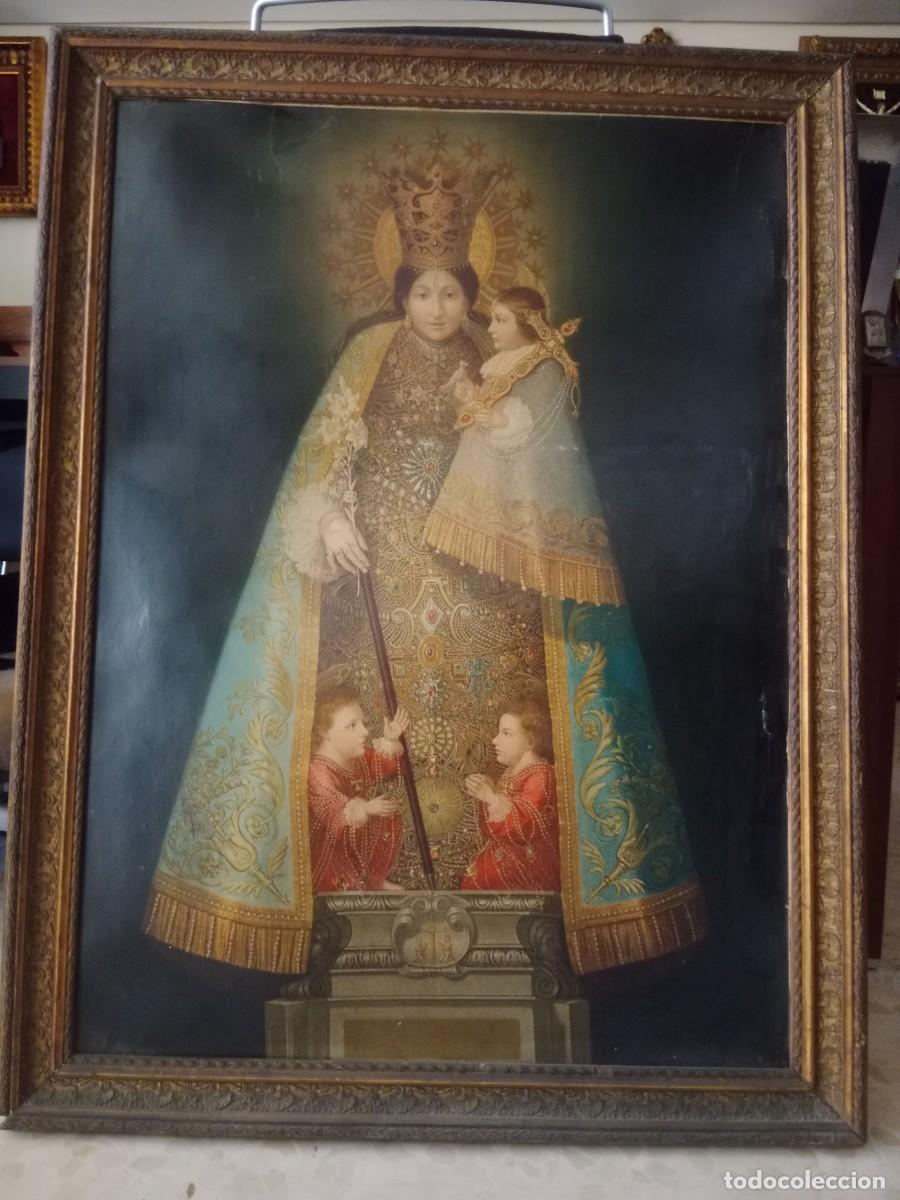 Antig&uuml;edades: ANTIGUO CUADRO N.S. VIRGEN DE LOS DESAMPARADOS - IMPRIMACION SOBRE CARTON Y MARCO DE MADERA ESTUCADA