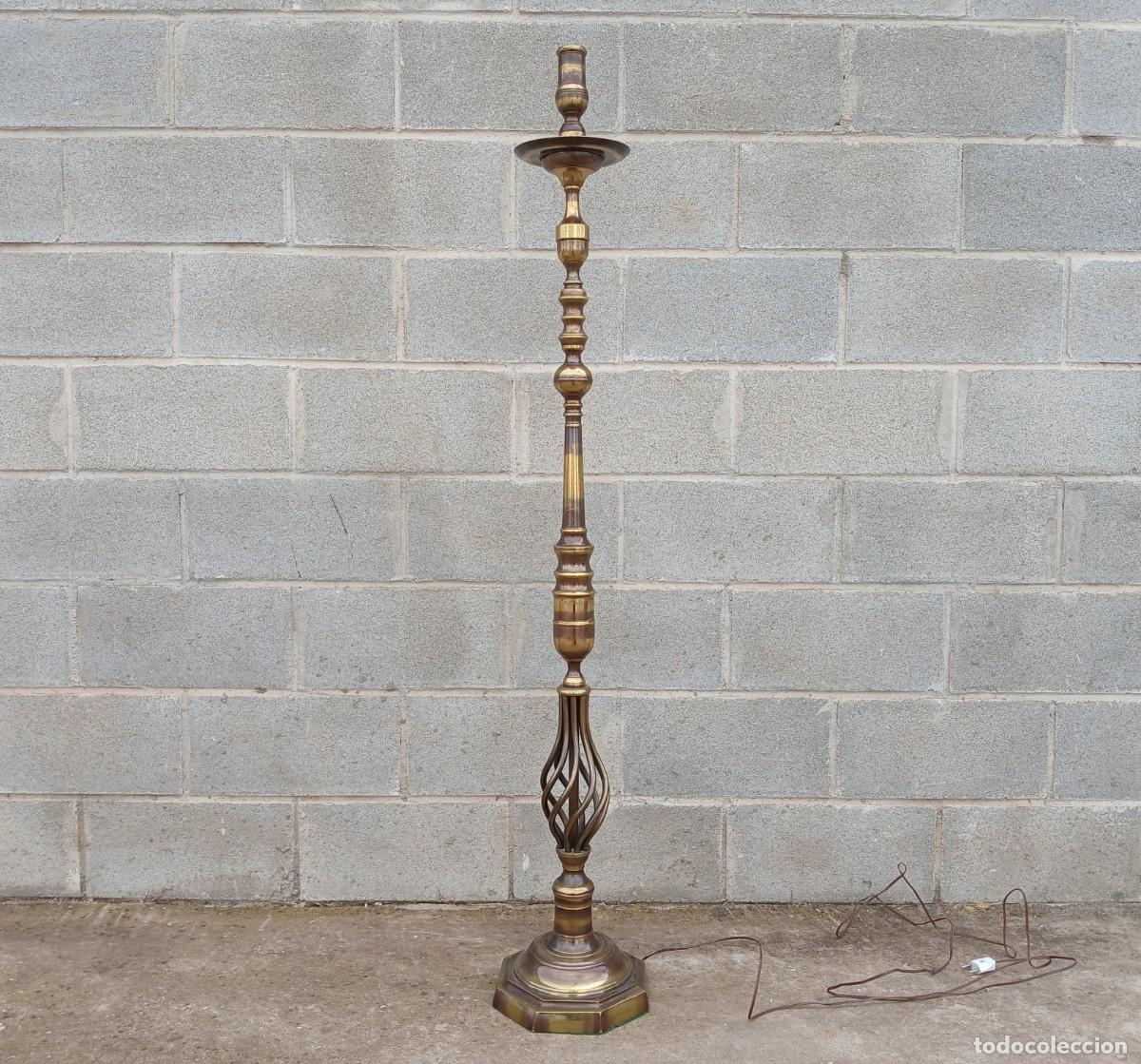 Antig&uuml;edades: Lampara pie antigua bronce