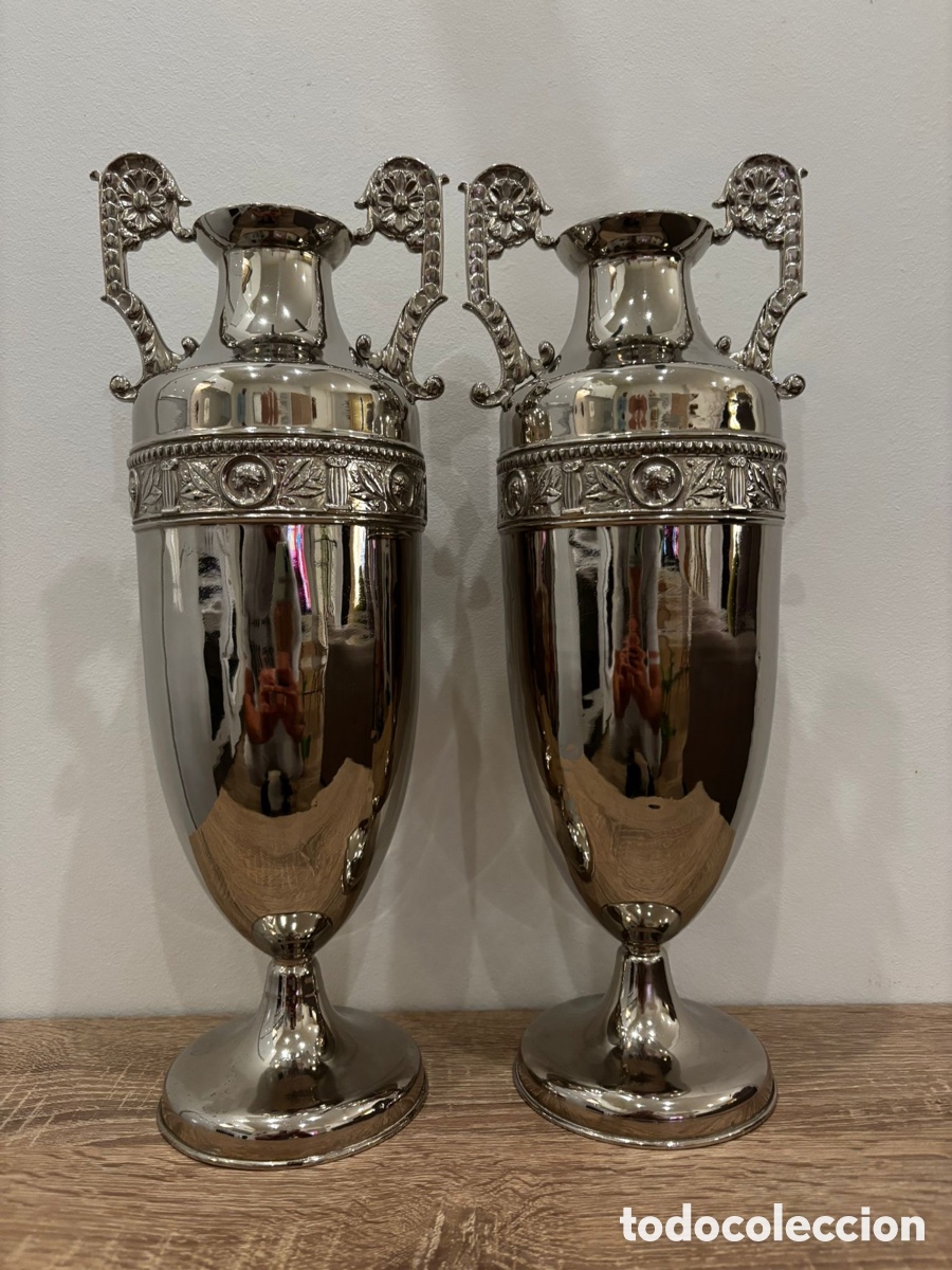 Antig&uuml;edades: Pareja jarras plateadas