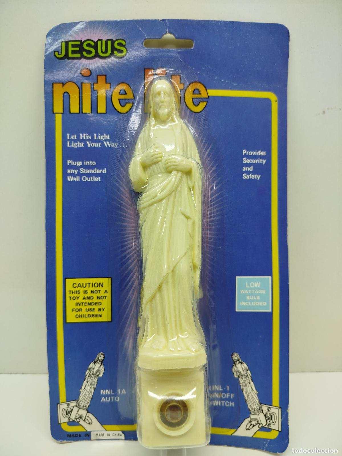 Antig&uuml;edades: ANTIGUA LAMPARA DE NOCHE CON LA FIGURA DE JES&Uacute;S - SIN USO