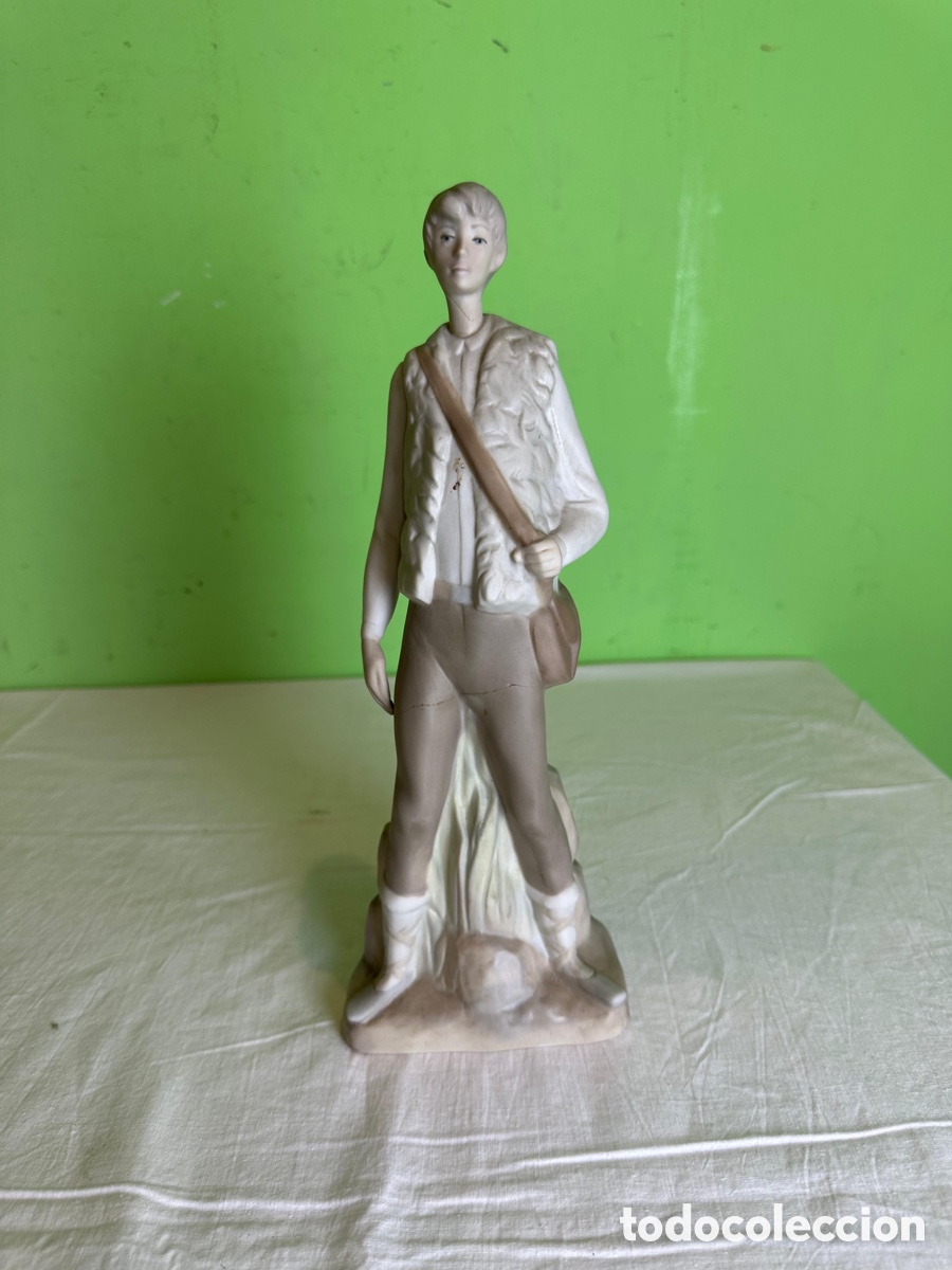 Antig&uuml;edades: Figura porcelana Lladr&oacute; Nao joven pastor con zurr&oacute;n a&ntilde;os 70 80 gran tama&ntilde;o