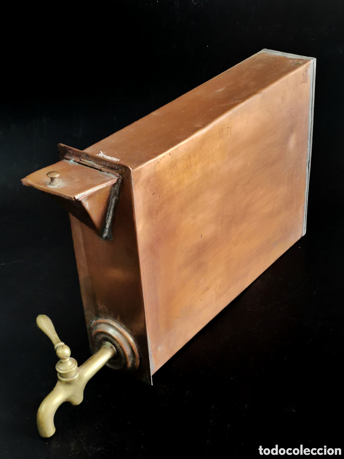Antiques: DEP&Oacute;SITO DE COBRE CALENTADOR DE AGUA ANTIGUO CON GRIFO DE BRONCE