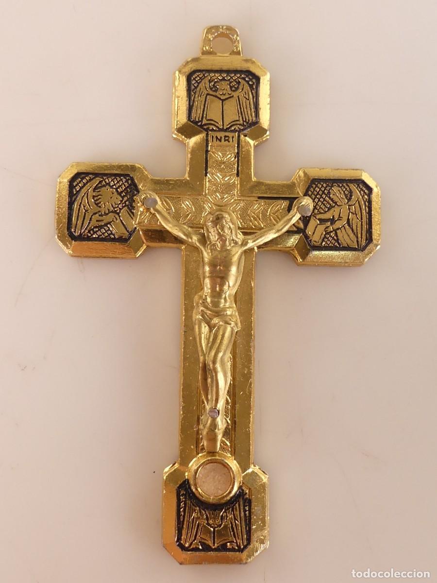 Antiguidades: CRUCIFIJO CRUZ DE MEDAL COLOR DORADO &ndash; VIA CRUCIS