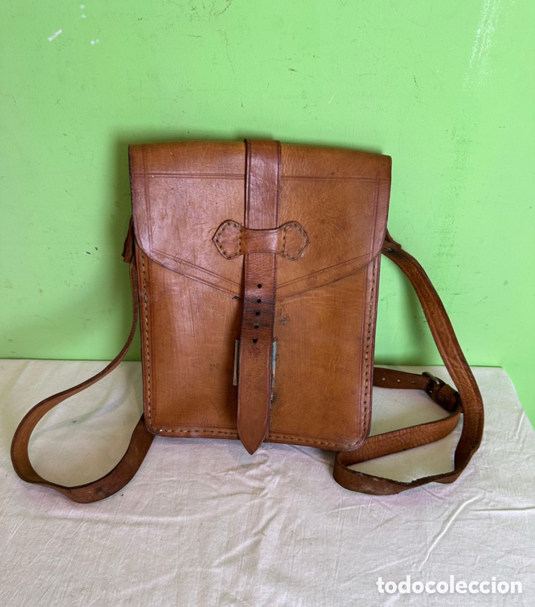 Antiquit&auml;ten: Bolso bandolera de piel aut&eacute;ntica marr&oacute;n estilo vintage cl&aacute;sico