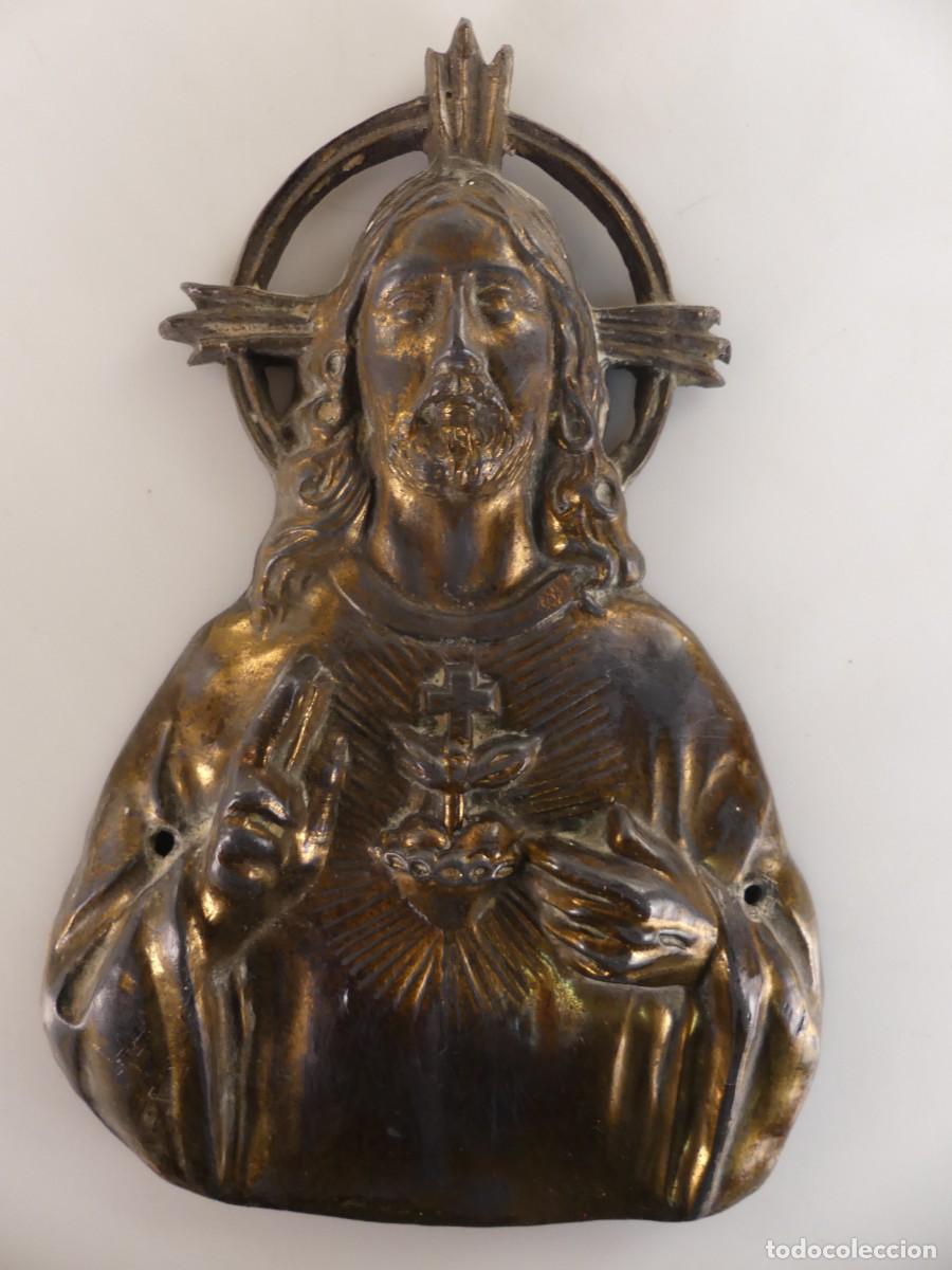 Oggetti Antichi: CHAPA PARA PUERTAS SAGRADO CORAZON DE JESUS