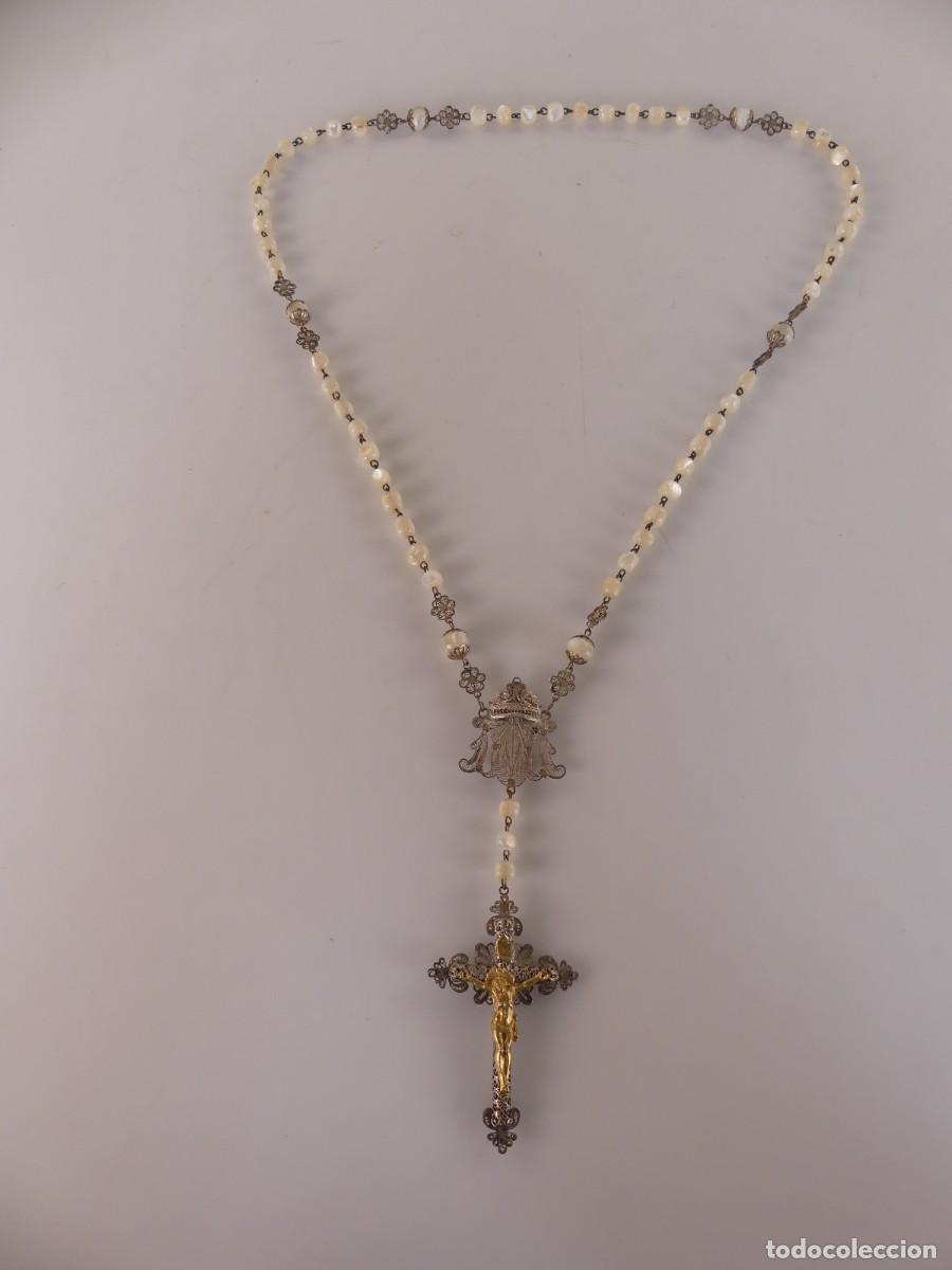Antiques: Maravilloso Rosario de filigrana Precioso Objeto Religioso Excelente Detallado
