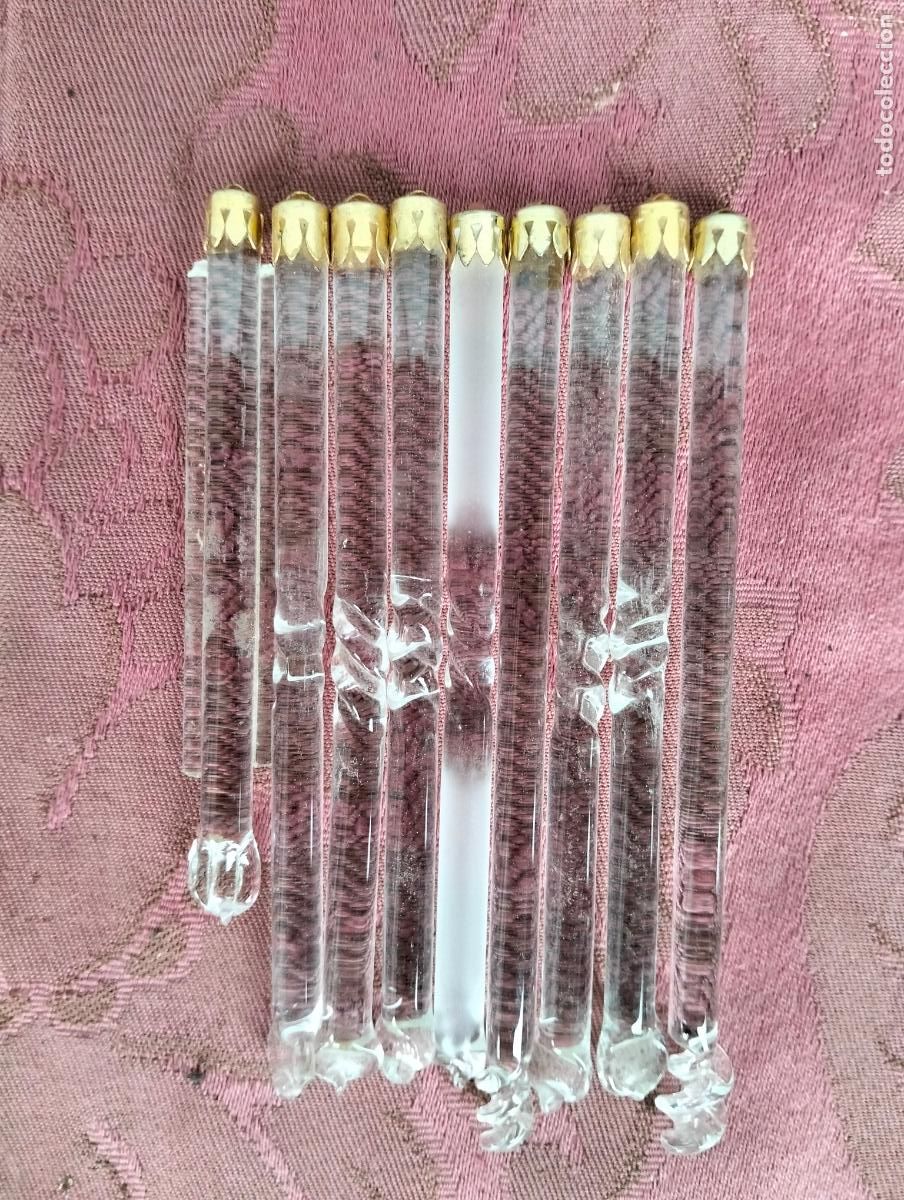Antiques: L&aacute;grimas de cristal lote para l&aacute;mpara antigua vintage recambio repuesto tubo varilla transparente