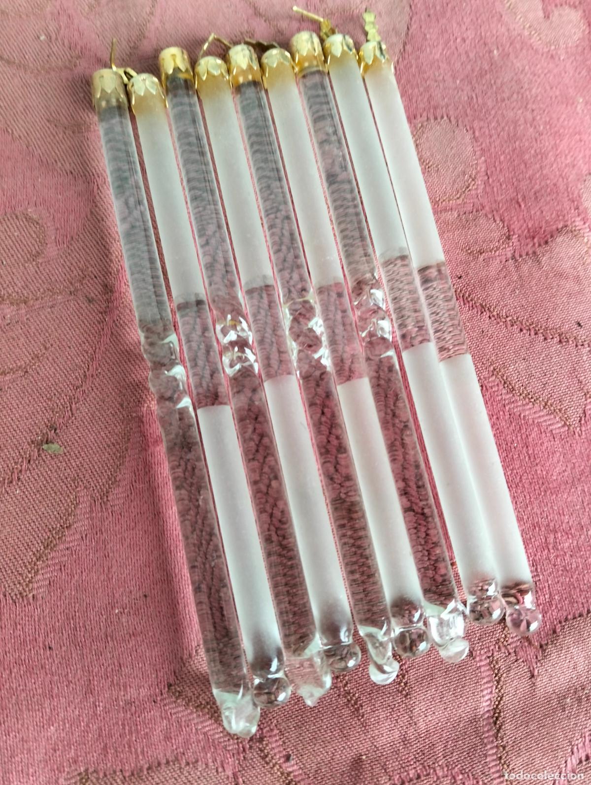 Antiques: L&aacute;grimas de cristal lote para l&aacute;mpara antigua vintage recambio repuesto tubo varilla 11cm