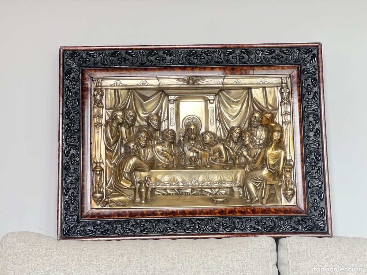 Antig&uuml;edades: Cuadro relieve &Uacute;LTIMA CENA plateado 60x45