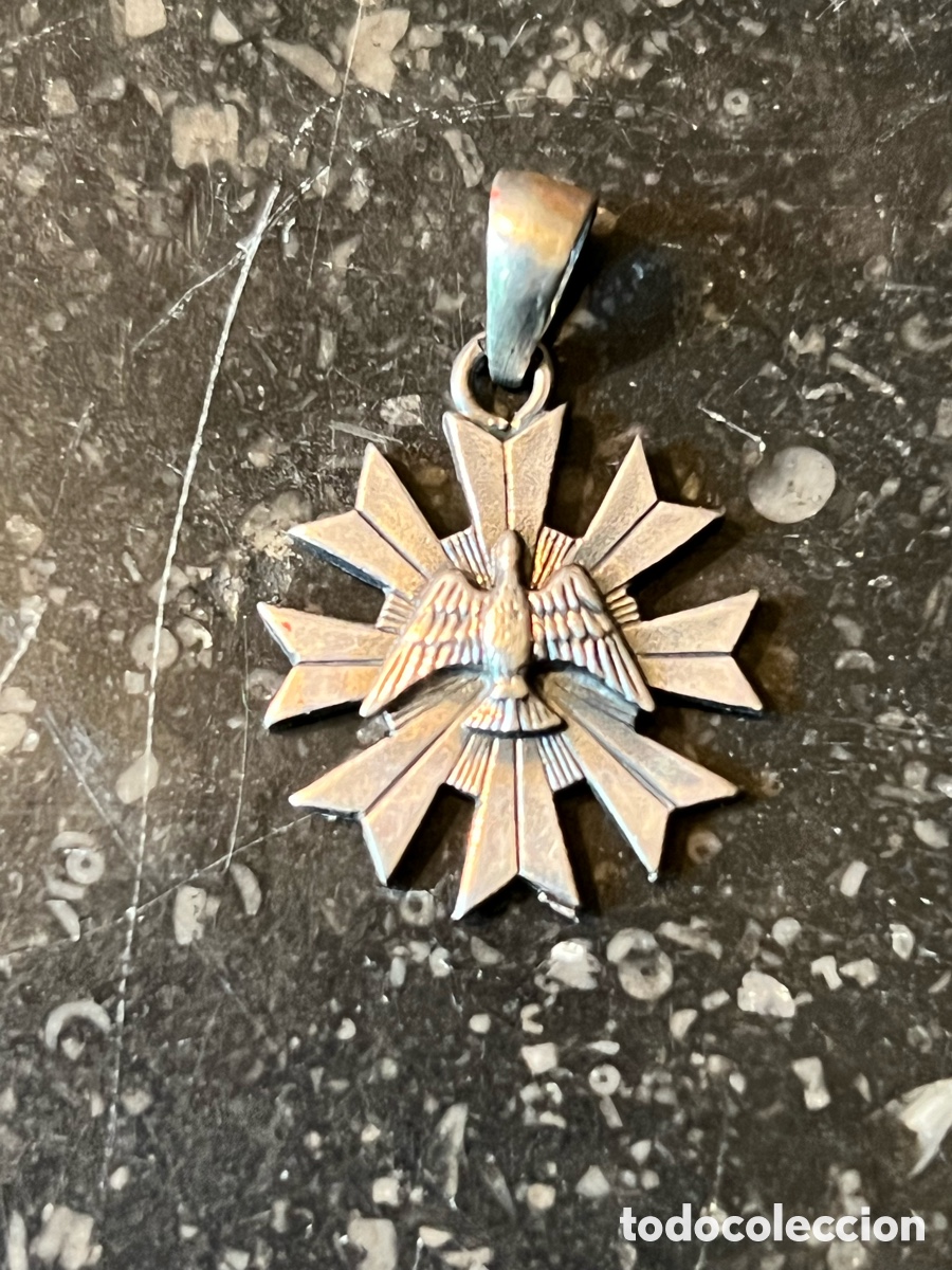 Antig&uuml;edades: Preciosa medalla plata punzonada santo esp&iacute;ritu