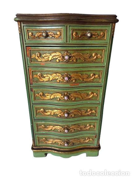 Antig&uuml;edades: Sifonier, Estilo Veneciano -Talla de Madera Policromada y Dorada - A&ntilde;o 50
