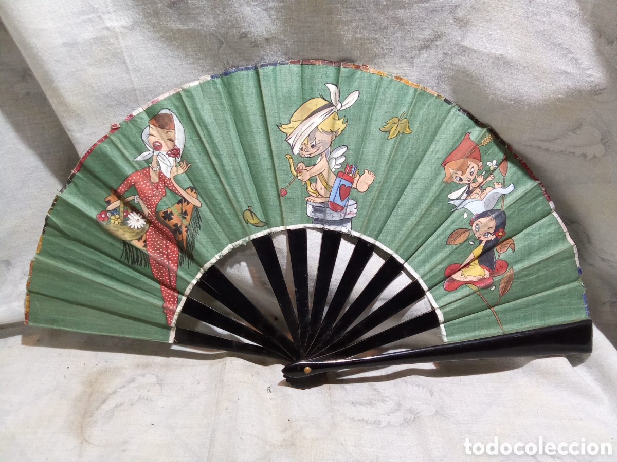 Antiques: ABANICO INFANTIL CON DIBUJOS PINTADOS A MANO