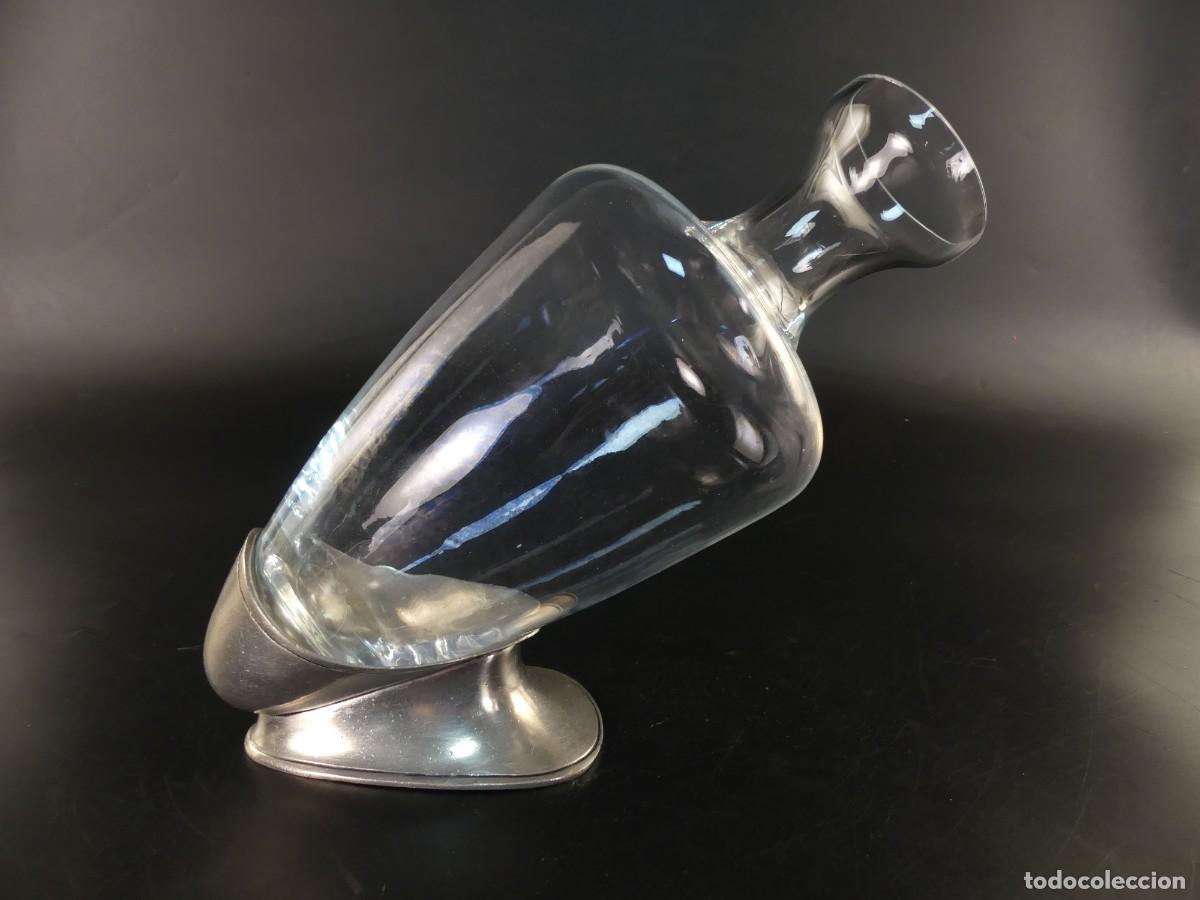 Antiquit&eacute;s: INTERESANTE BOTELLA DE CRISTAL CON SOPORTE METALICO