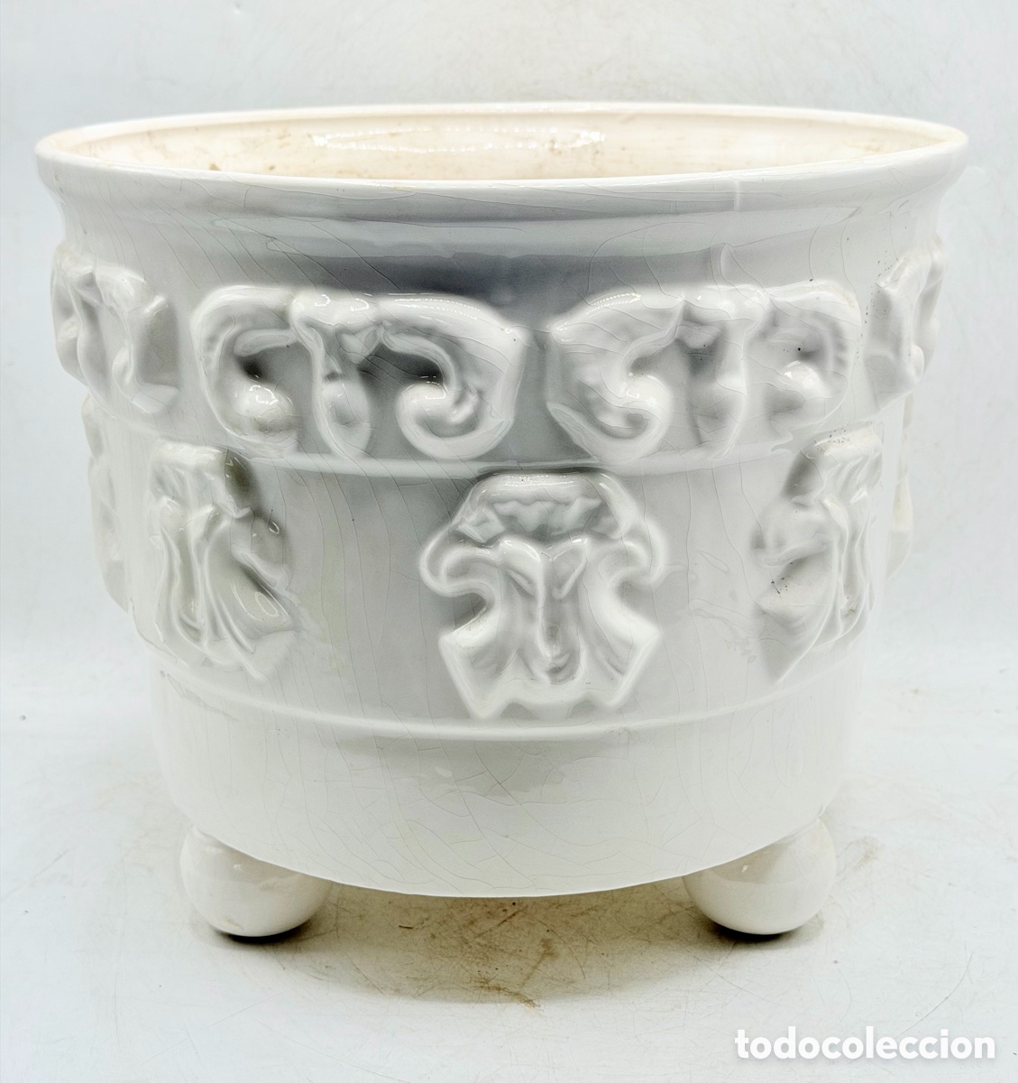 Antiques: Gran Macetero Cl&aacute;sico Franc&eacute;s Luis XVI de Terracota esmaltada