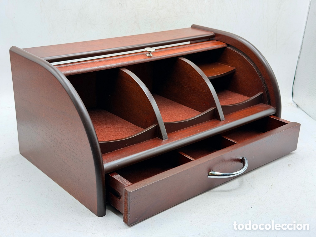 Antiquit&eacute;s: Caja Escritorio de Madera con Persiana