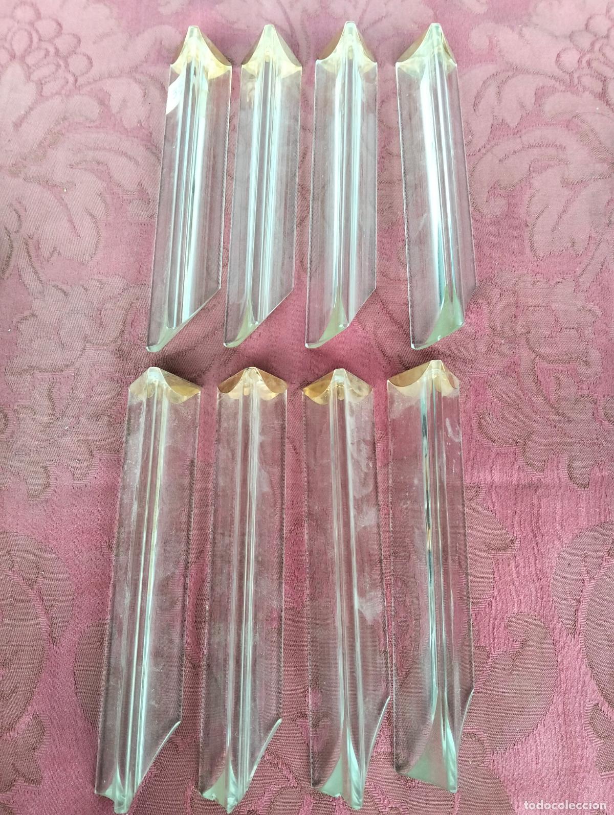 Antig&uuml;edades: L&aacute;grimas de cristal lote 8 para l&aacute;mpara antigua vintage recambio repuesto tubo varilla 15cm