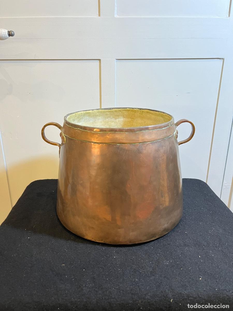 Oggetti Antichi: Marmita olla cobre antigua martillada caldero r&uacute;stico vintage asas decoraci&oacute;n mas&iacute;a siglo XIX