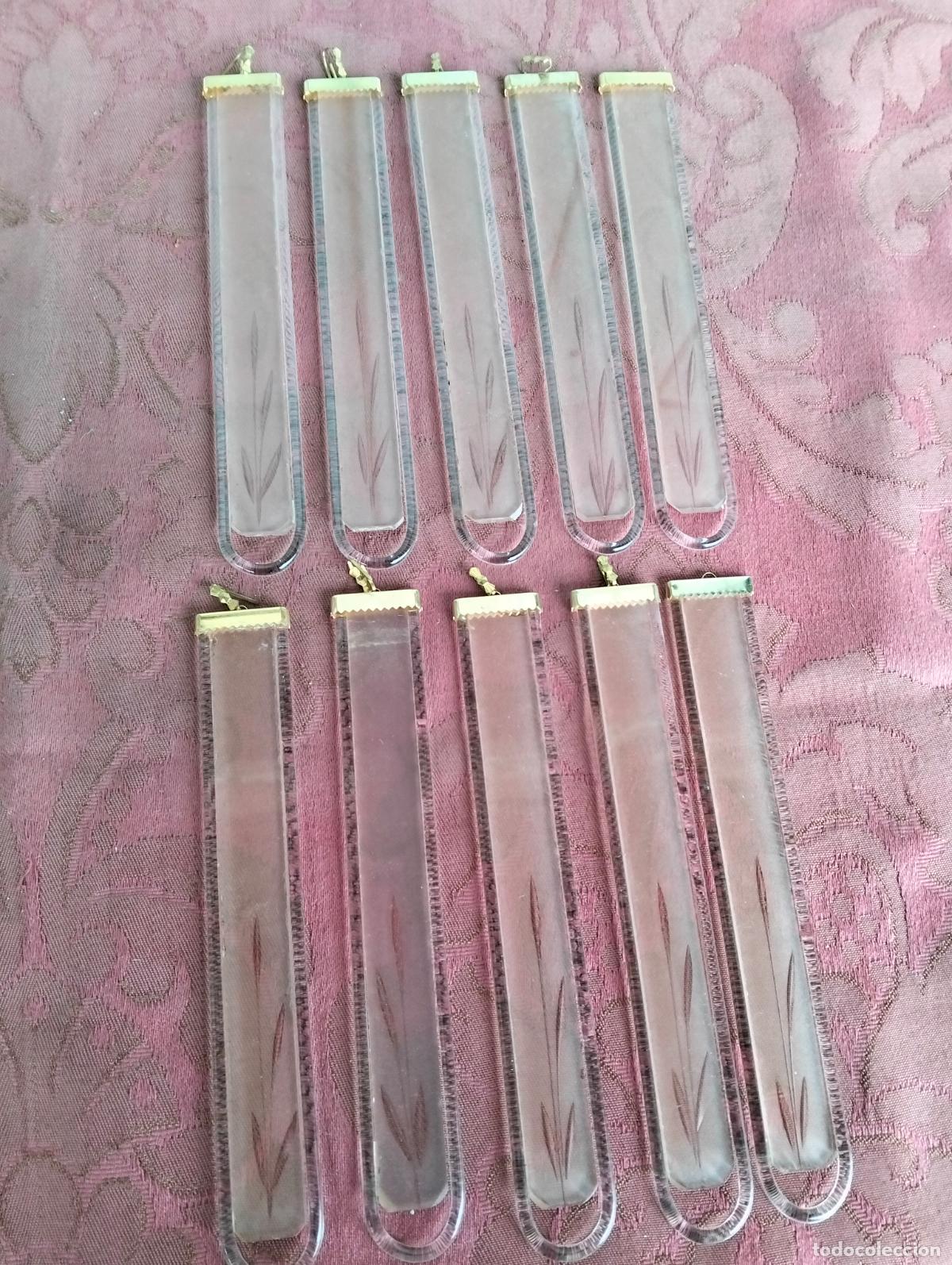 Antiques: L&aacute;grimas de cristal lote 10 para l&aacute;mpara antigua vintage recambio repuesto varilla hoja 14 cm