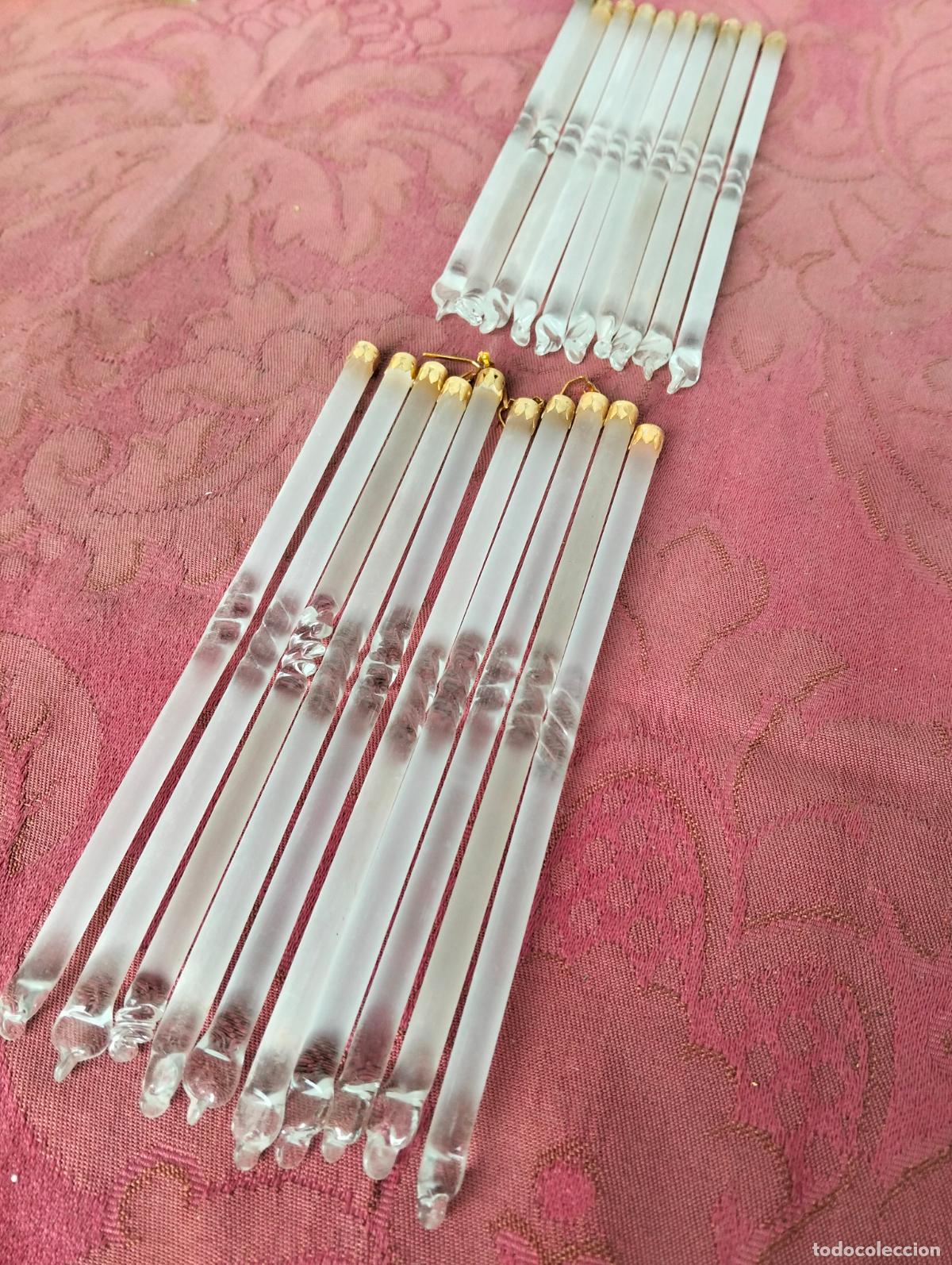 Antiques: L&aacute;grimas de cristal lote 20 para l&aacute;mpara antigua vintage recambio repuesto tubo varilla 15cm