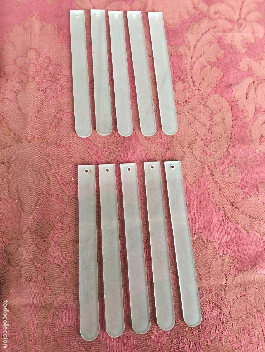 Antiques: L&aacute;grimas de cristal lote 10 para l&aacute;mpara antigua vintage recambio repuesto l&aacute;mina hoja varilla 15cm