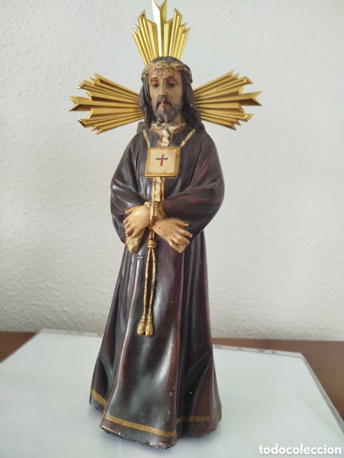Antig&uuml;edades: Antigua escultura del Cristo de Medinaceli, ojos de cristal de Olot. Siglo XIX