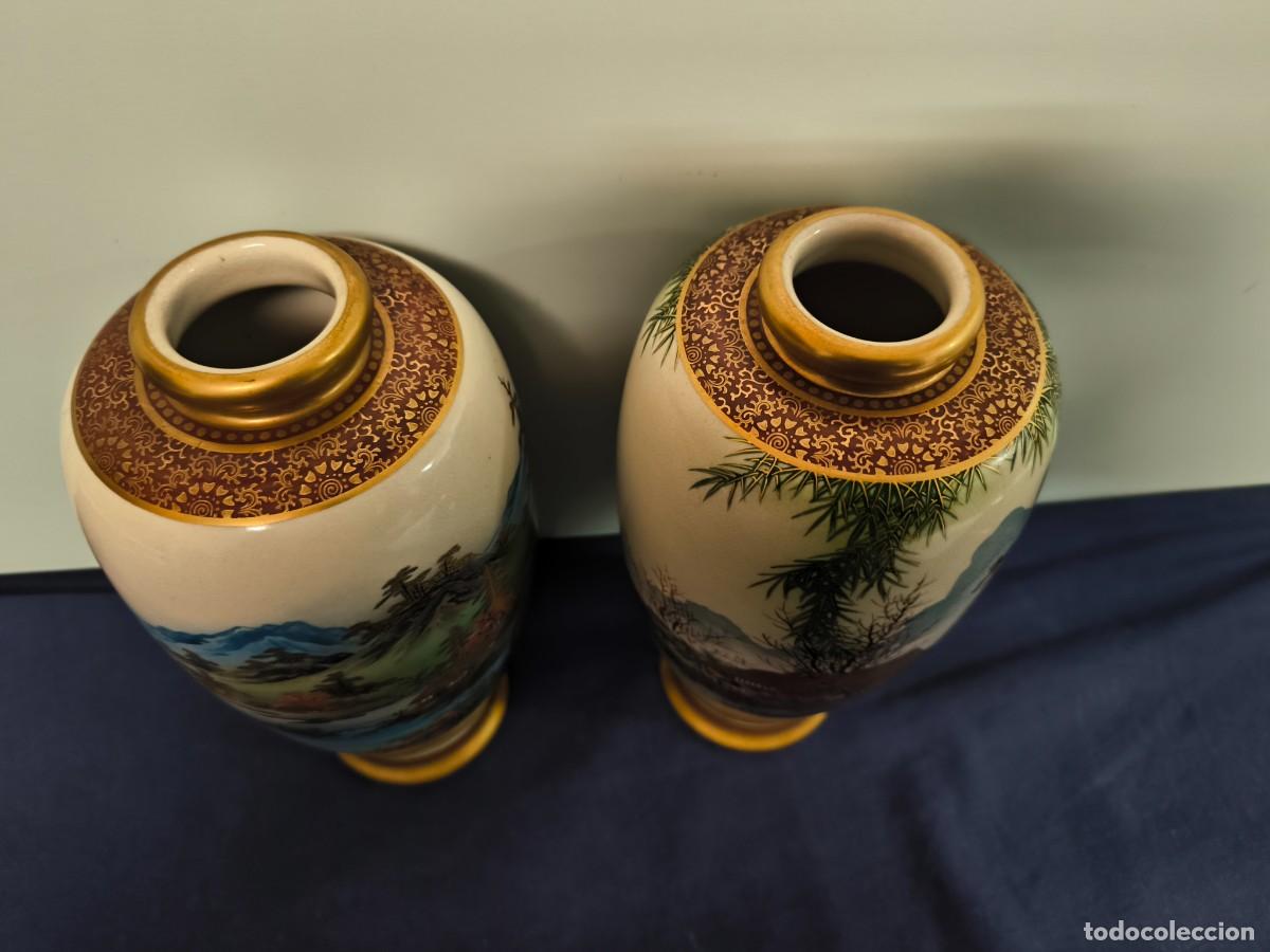 Antig&uuml;edades: PAREJA DE JARRONES JAPONESES SATSUMA - Foto 6