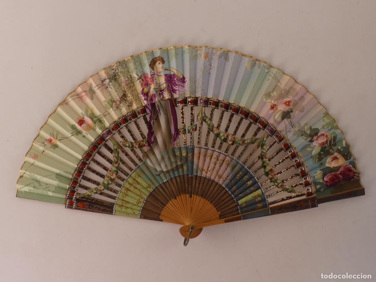 Antiques: PRECIOSO ABANICO DECORADO A MANO OBJETO DE COLECCI&Oacute;N