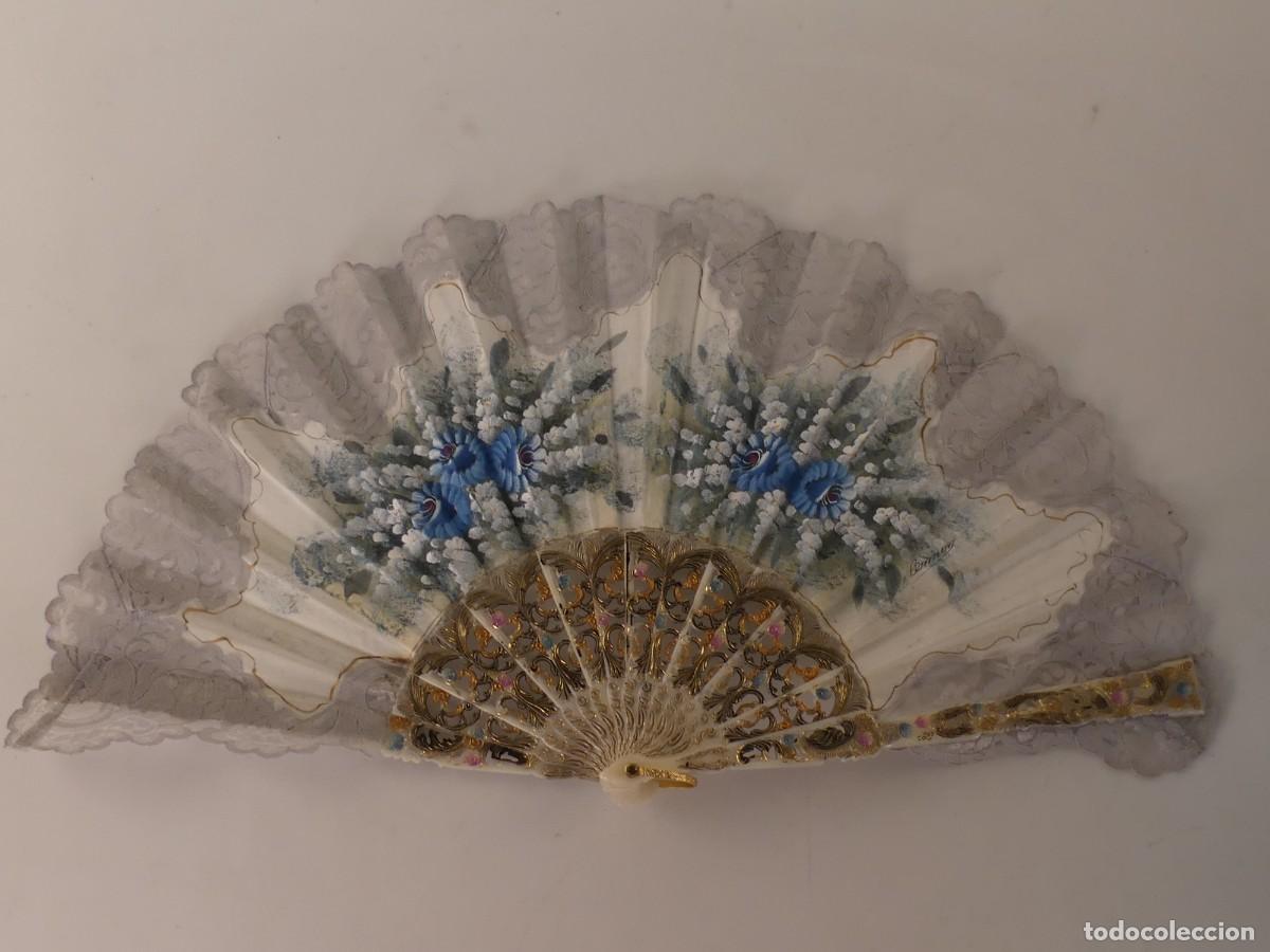 Antiques: PRECIOSO ABANICO DECORADO A MANO OBJETO DE COLECCI&Oacute;N