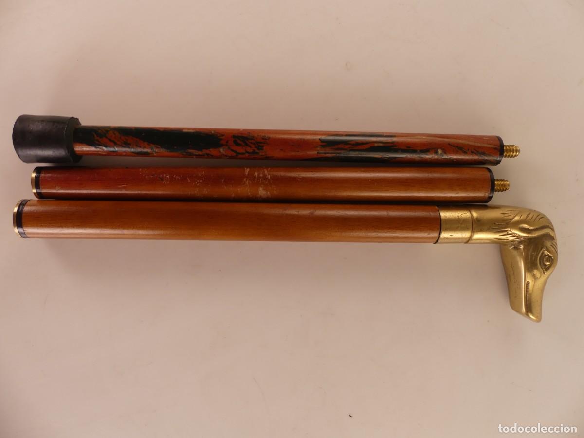 Antig&uuml;edades: BONITO BASTON DESMONTABLE DE MADERA MANGO DE LATON O BRONCE OBJETO DE COLECCI&Oacute;N