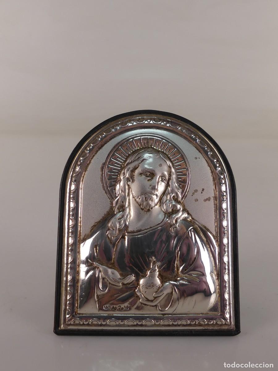 Antiquit&eacute;s: BONITO ICONO IMAGEN DE JESUSCRISTO DE PLATA ANTIGUA