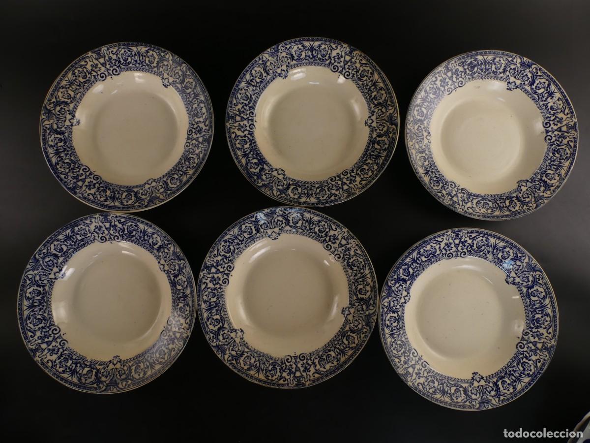 Antiquit&auml;ten: JUEGO DE 6 PLATOS DE PORCELANA LA CARTUJA PICKMAN SEVILLA