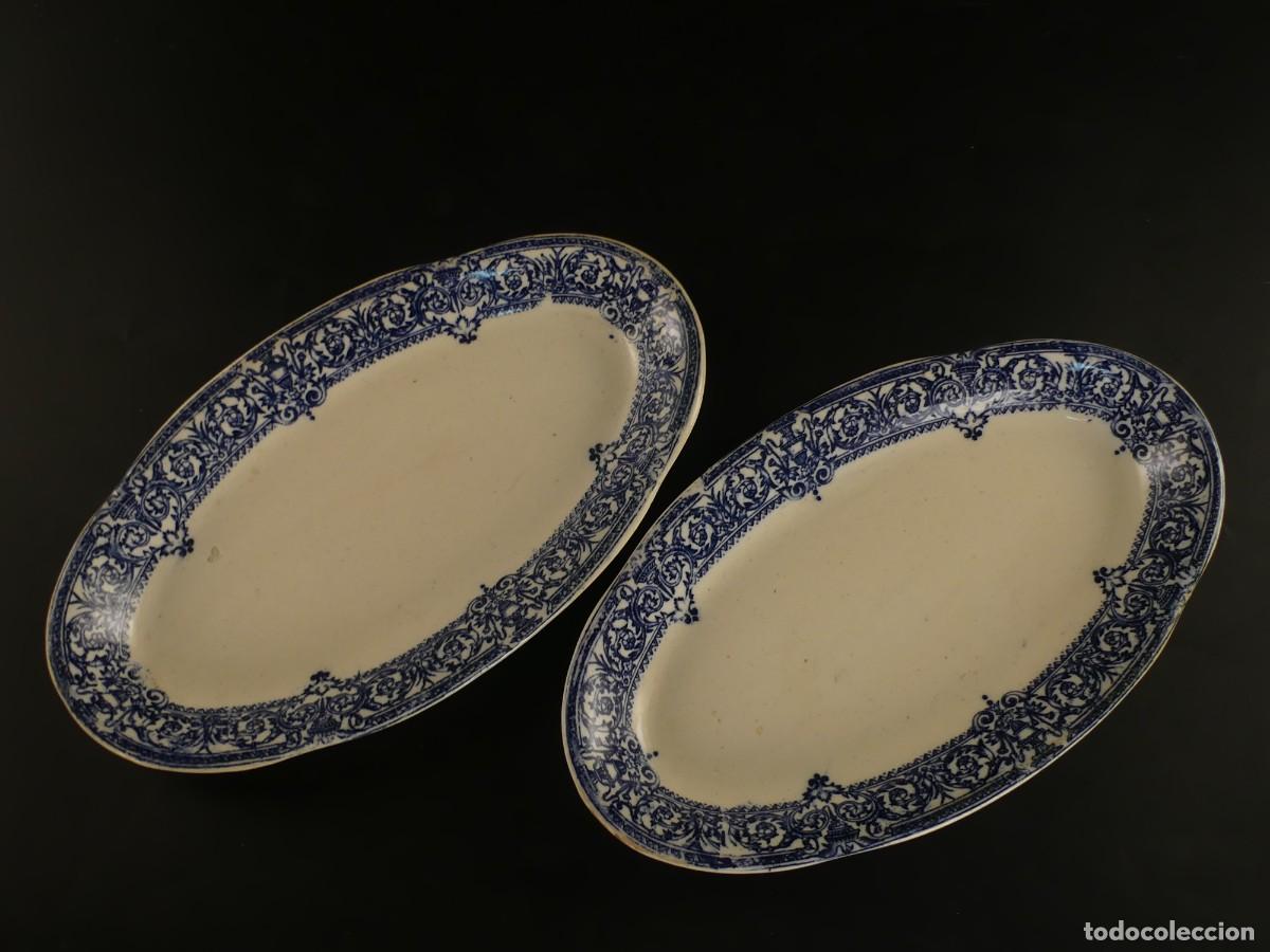 Antiquit&eacute;s: JUEGO DE 2 BANDEJAS DE PORCELANA LA CARTUJA PICKMAN SEVILLA