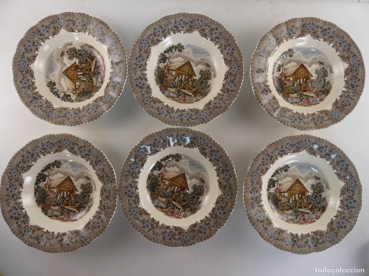 Antiquit&eacute;s: JUEGO DE 6 PLATOS DE PORCELANA LA CARTUJA PICKMAN SEVILLA