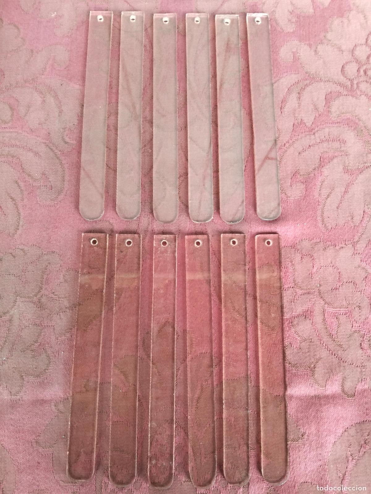 Antiquit&eacute;s: L&aacute;grimas de cristal lote 12 para l&aacute;mpara antigua vintage recambio repuesto l&aacute;mina hoja varilla 15cm