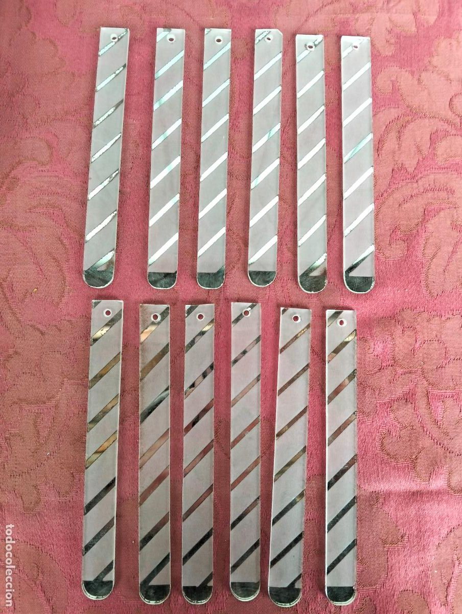 Antiquit&eacute;s: L&aacute;grimas de cristal lote 12 para l&aacute;mpara antigua vintage recambio repuesto l&aacute;mina hoja varilla 14cm